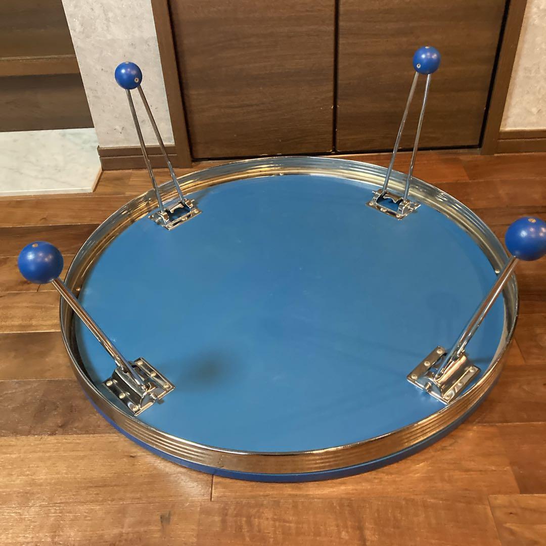 人気✨️青色 アメリカン レトロ 丸型ダイニングテーブル 76×76×31.5cm