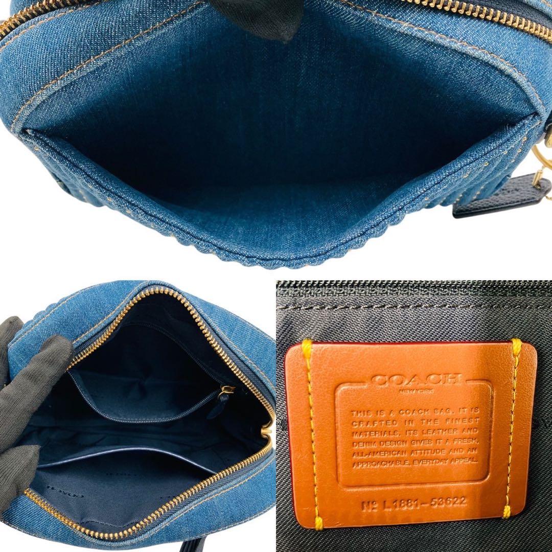 極美品✨コーチ ショルダーバッグ デニム カメラバッグ ブルー 53622