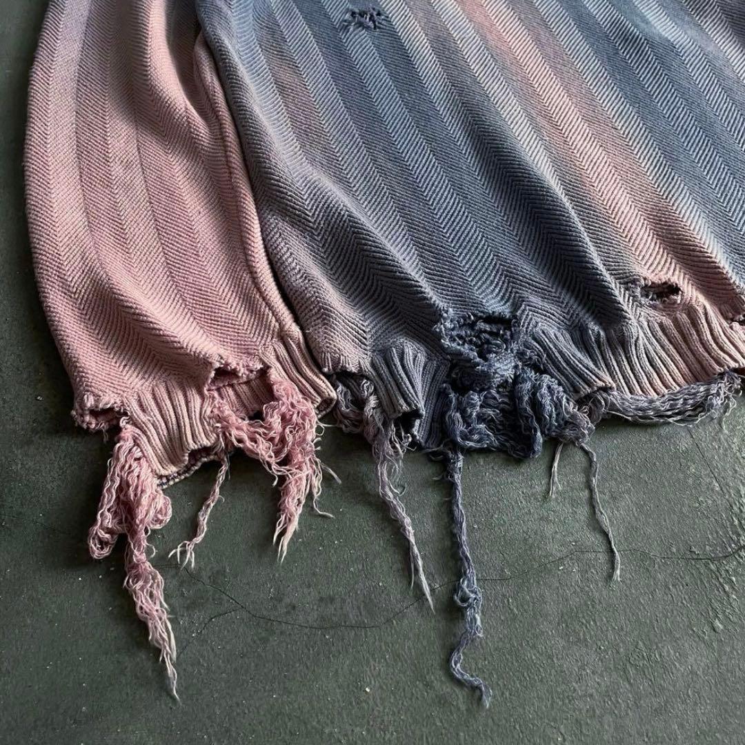 90's “chaps “ゆるダボ”フェード“broken boro knit