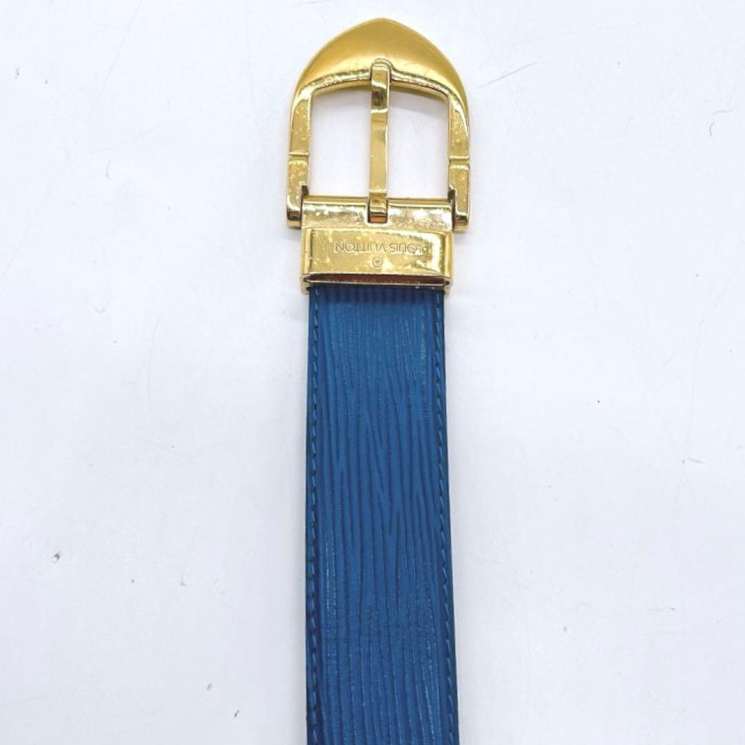 LOUIS VUITTON 全長約90cm エピ サンチュール レザーベルト 青
