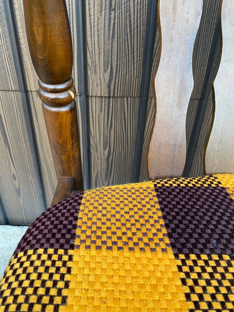 専用です チェック柄ダイニングチェア 2脚ヒダカグ レトロ 飛騨家具