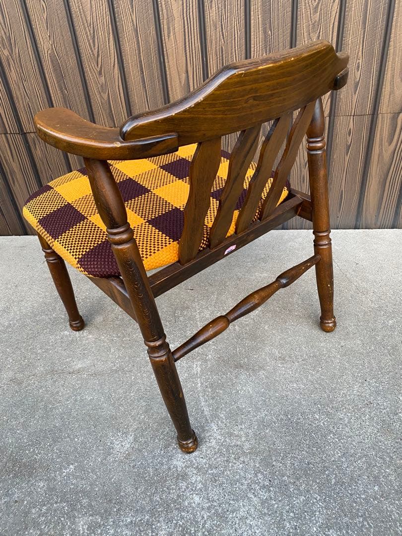 専用です チェック柄ダイニングチェア 2脚ヒダカグ レトロ 飛騨家具