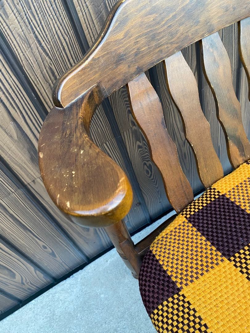 専用です チェック柄ダイニングチェア 2脚ヒダカグ レトロ 飛騨家具