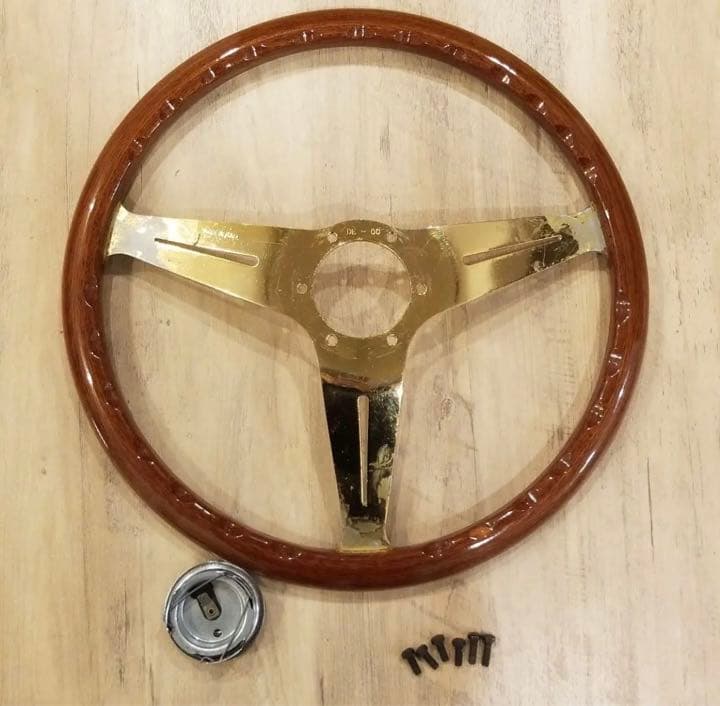 NARDI☆ナルディクラシックウッドステアリング/当時物ゴールド 38
