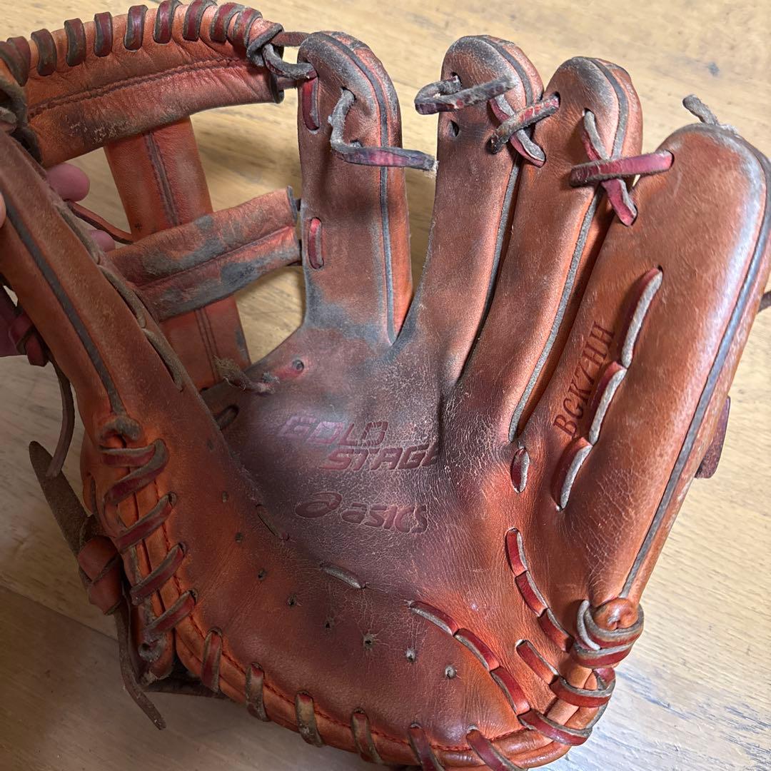 アシックス ゴールドステージ 硬式グローブ 紐切れてます 購入後直して