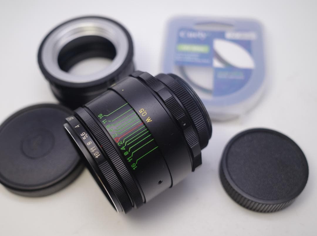 13デッドストックぐるぐるボケレンズヘリオス44-2M42アダプター付