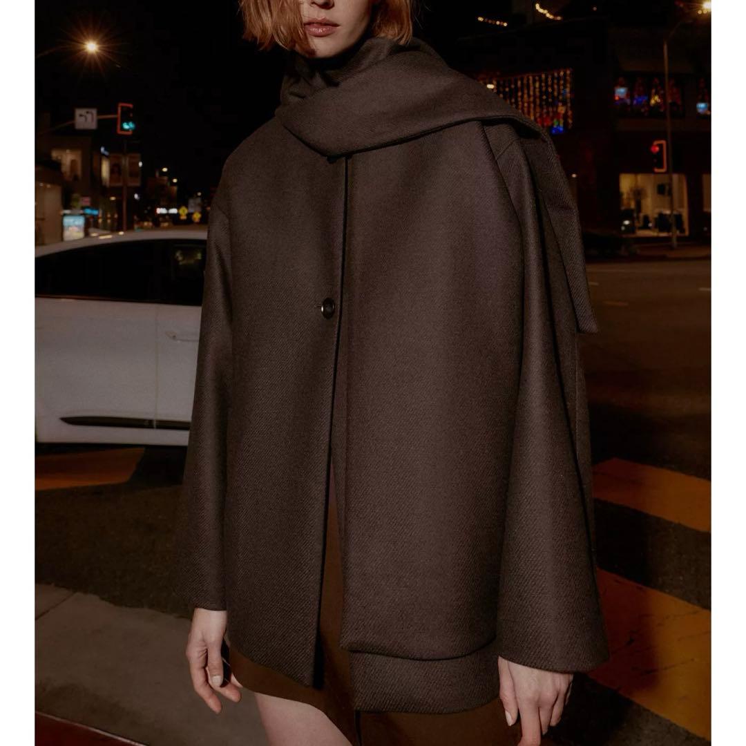 新品】ZARAショートコート スカーフ ウール 2way レディース L完売品