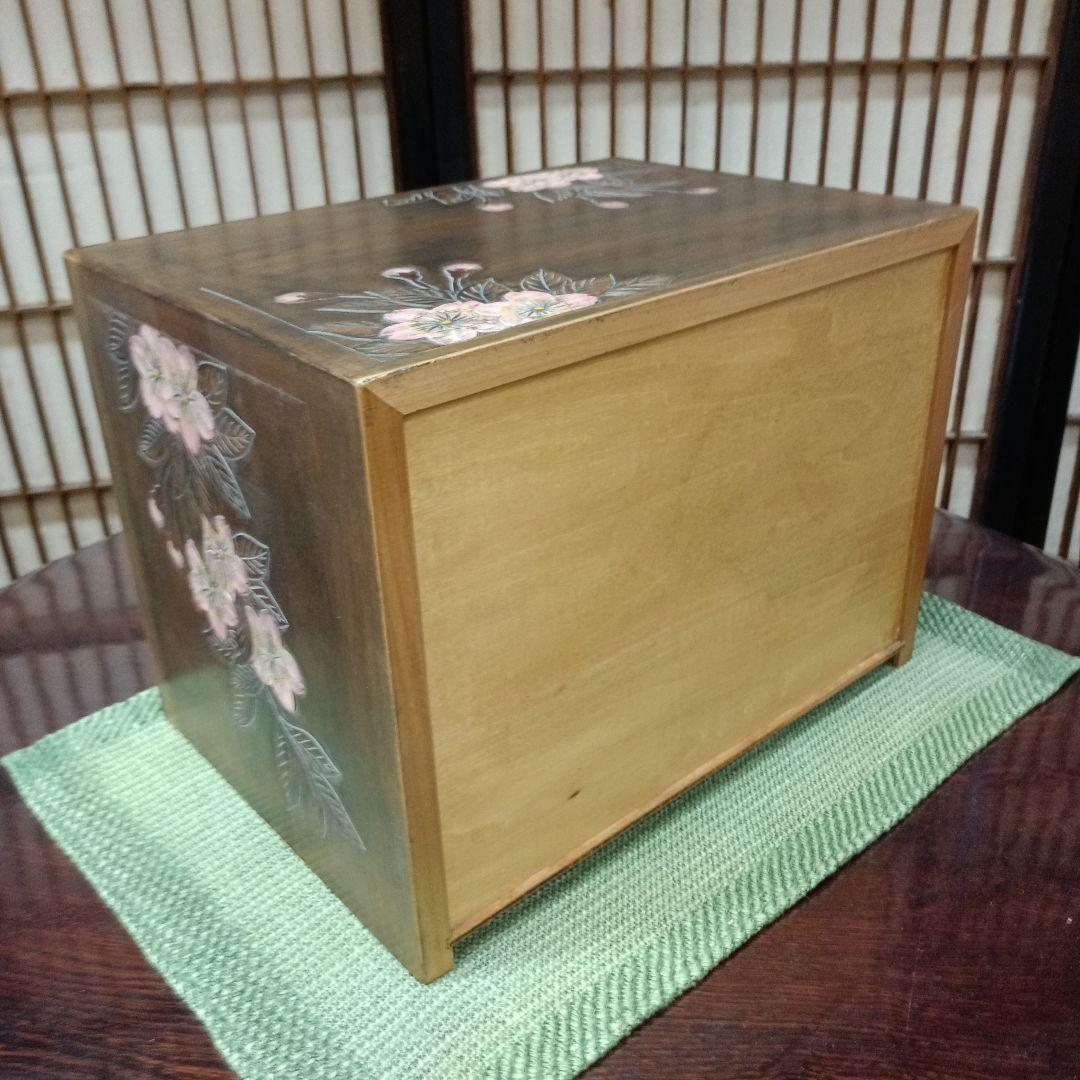 日光彫り 三段抽斗（引き出し)（小）桜最終価格