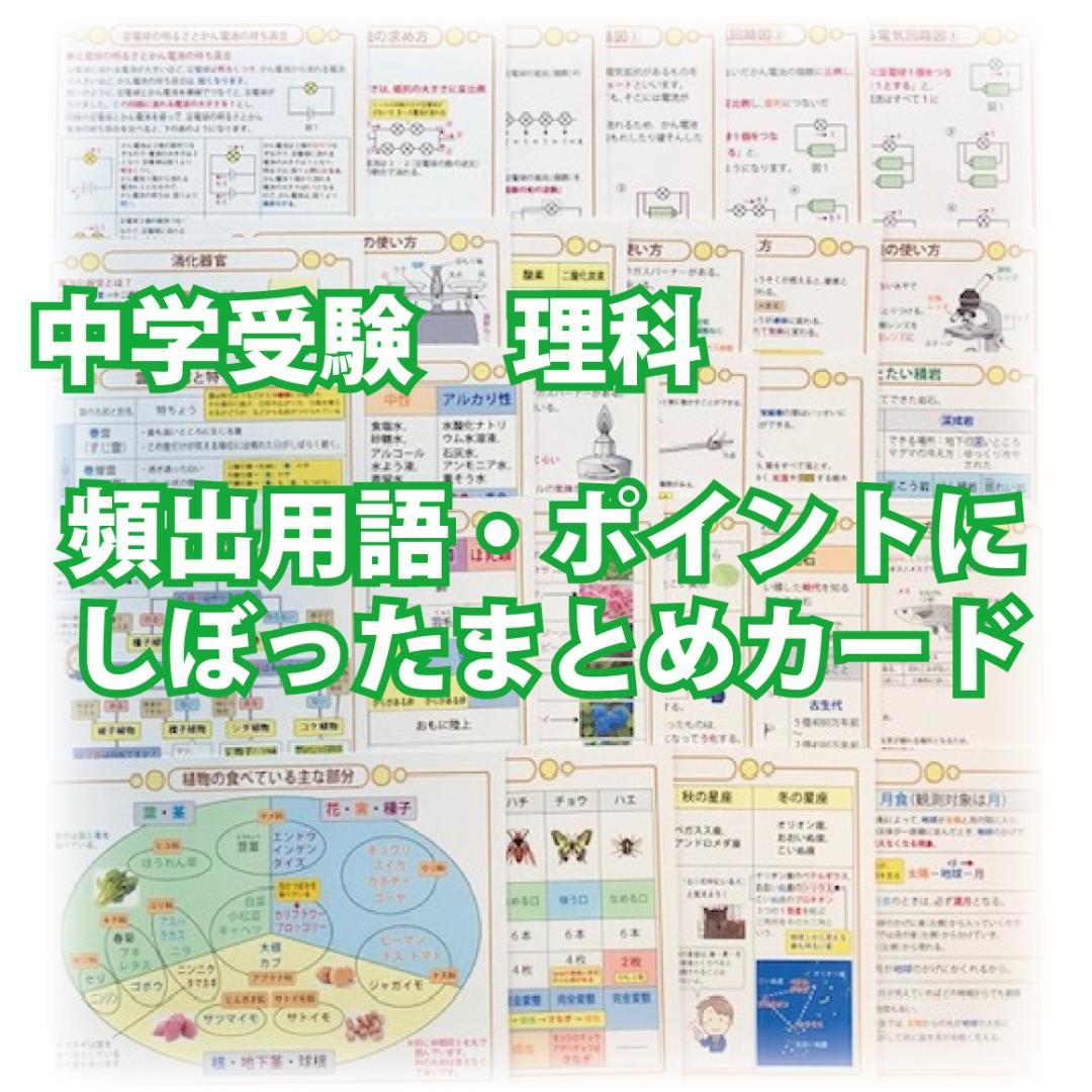 ☆中学受験・理科　頻出用語・ポイントにしぼったまとめカード、セット商品 お買い得セット「中学受験・頻出用語・ポイントにしぼったまとめカード
