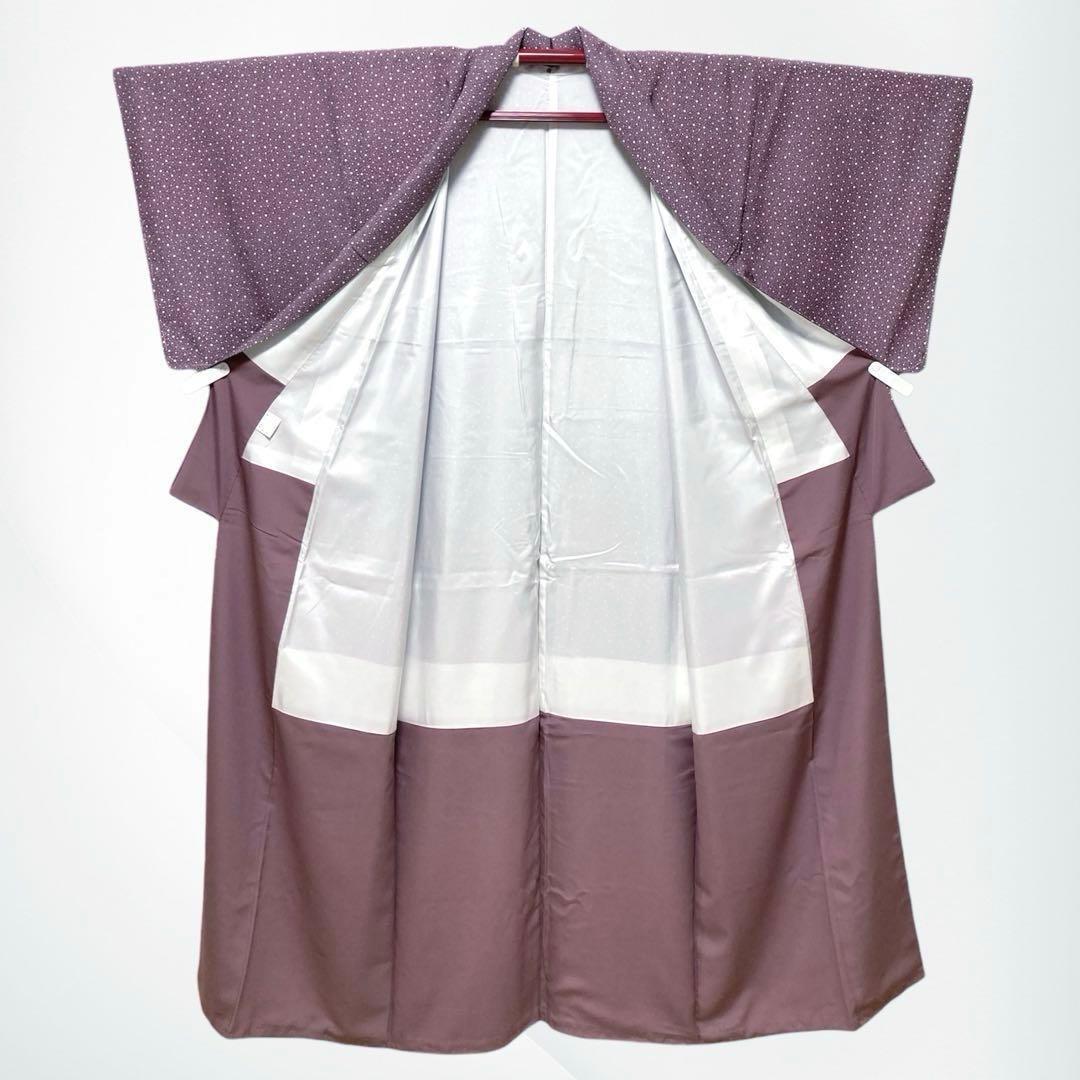 未使用美品✨】東レシルック さんび 洗える着物 江戸小紋 大小あられ 紫色