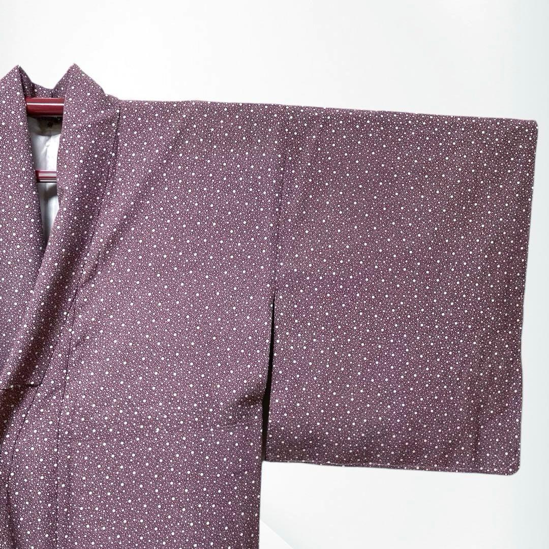 未使用美品✨】東レシルック さんび 洗える着物 江戸小紋 大小あられ 紫色