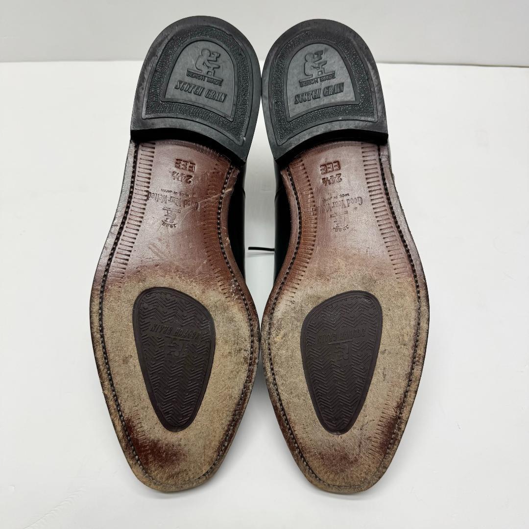 美品 スコッチグレイン 24.5cm 3526 ストレートチップ 黒