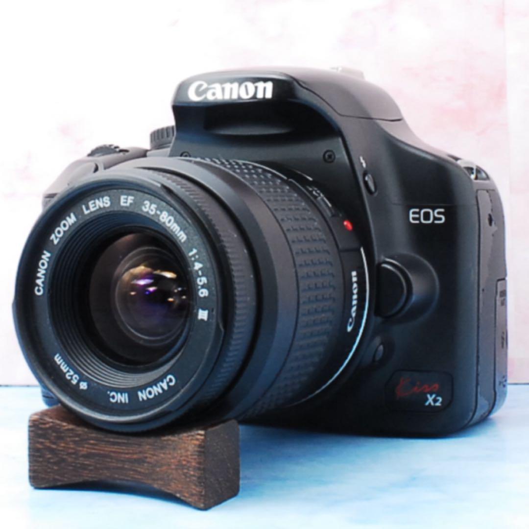 ☆キャノン Kiss X2☆初心者向けセット☆一眼レフカメラ☆バッグ付き