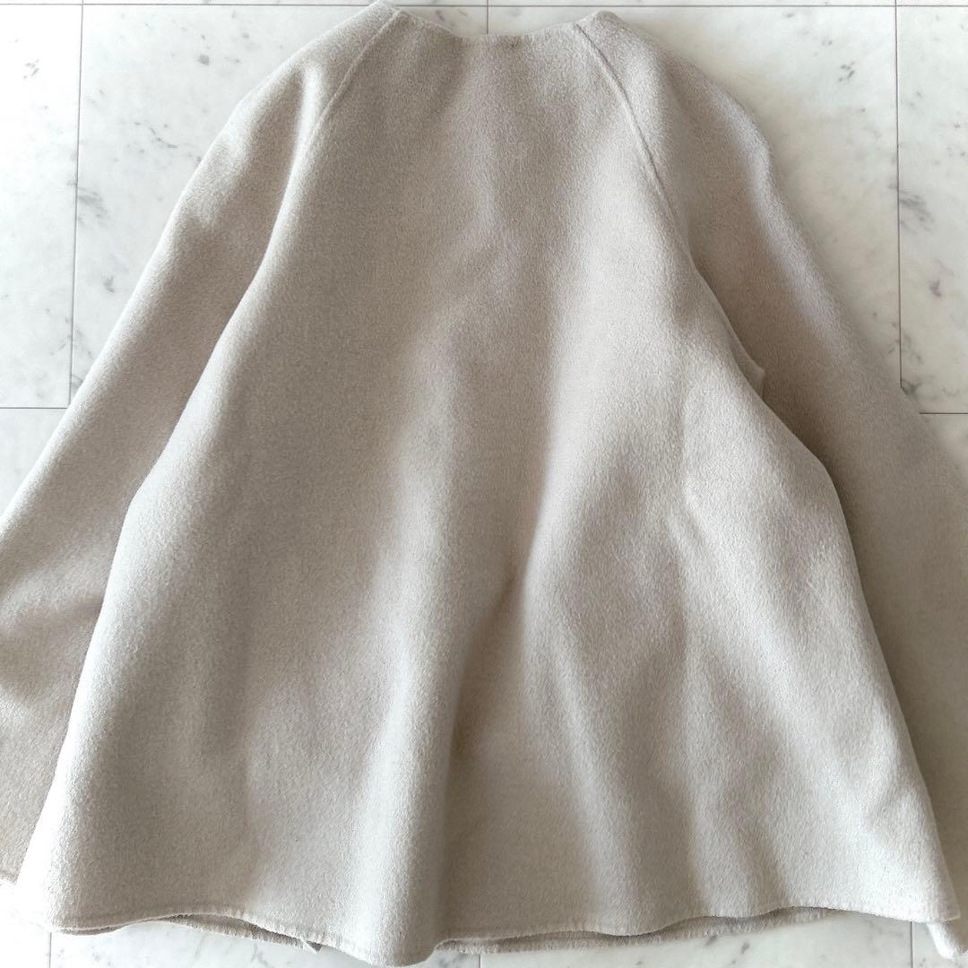 美品 レリアン系列 ネミカ ウール ノーカラーコート ショート丈