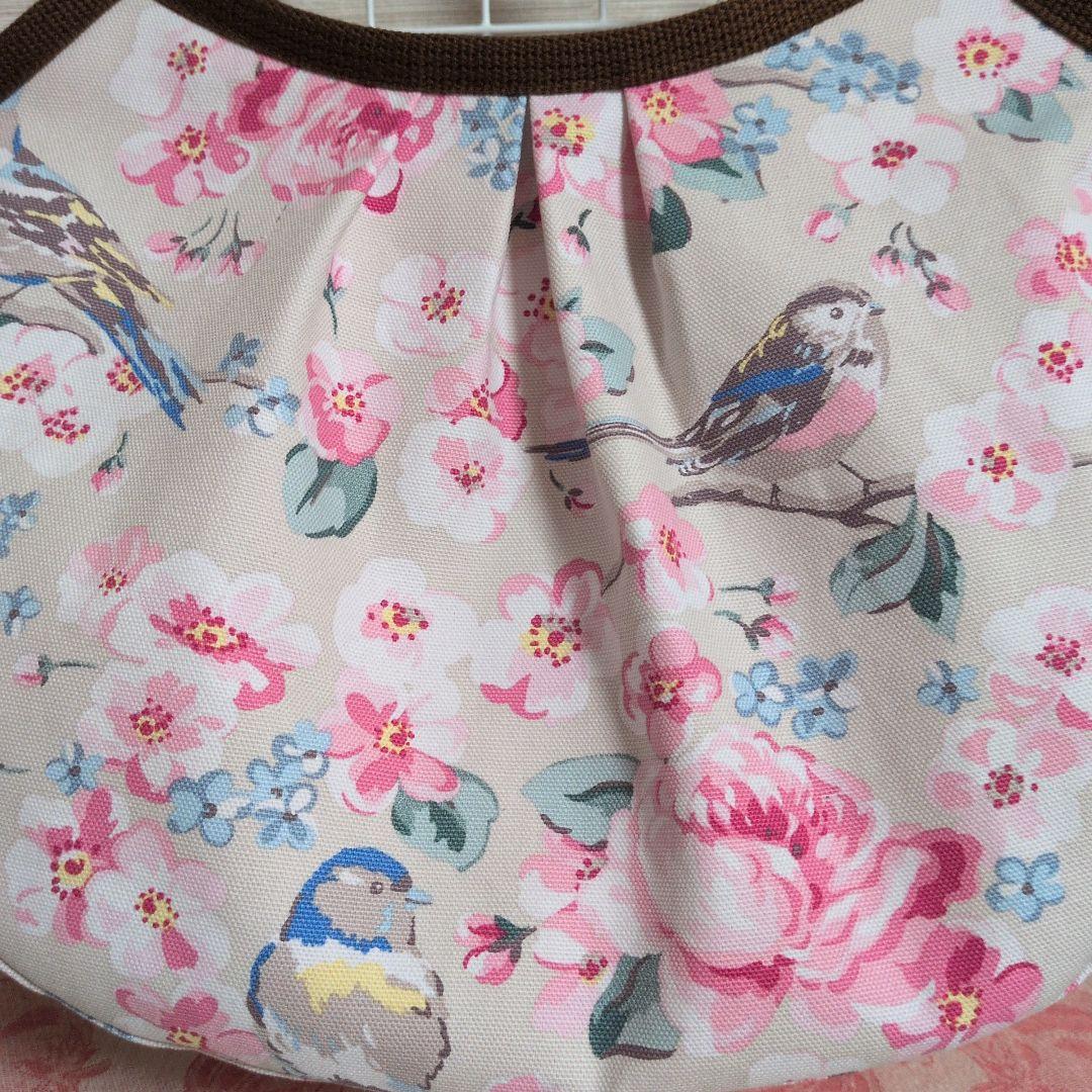 キャスキッドソン花と鳥 マチありLサイズグラニーバッグ ハンドメイド