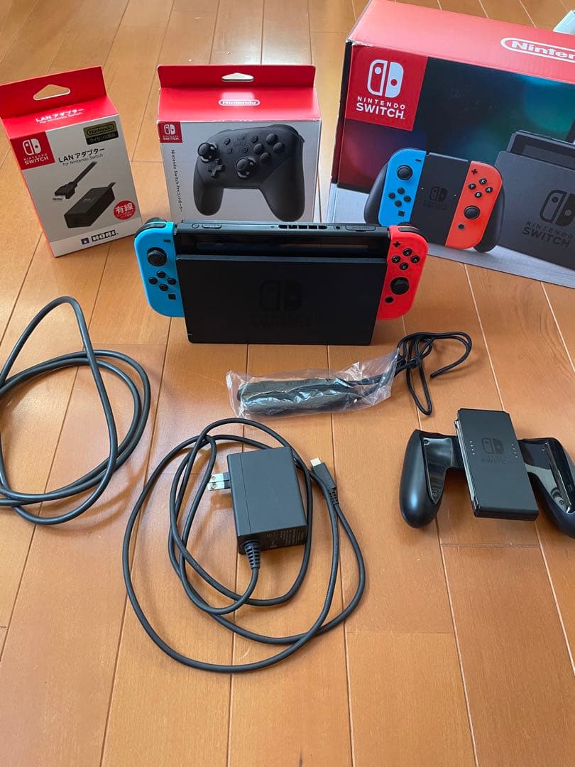 Switch本体、Proコントローラ、LANアダプタ、SD32GB - メルカリ
