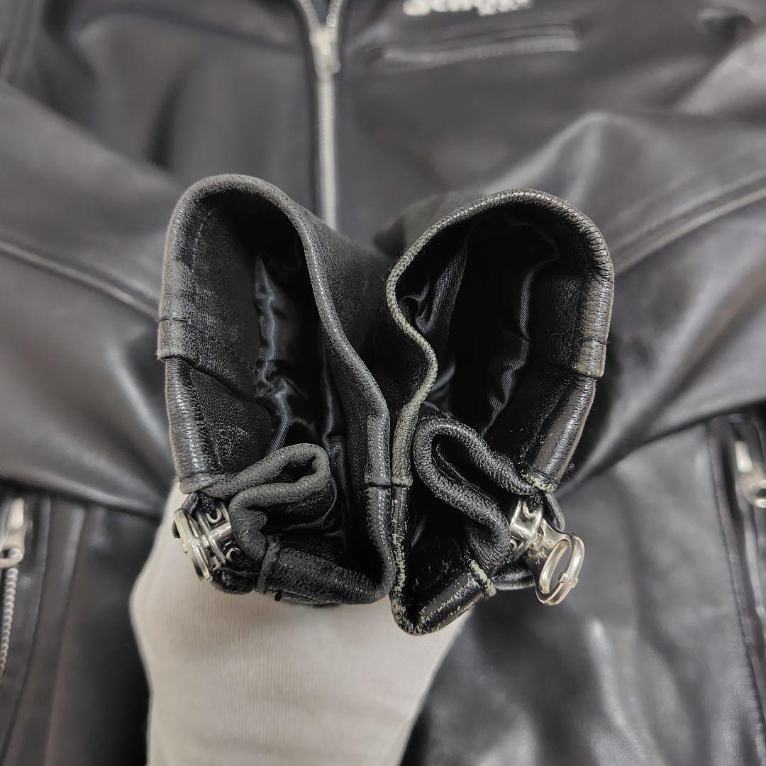 希少✨Schott ラムレザージャケット ロゴ刺繍 黒 XS - メルカリ