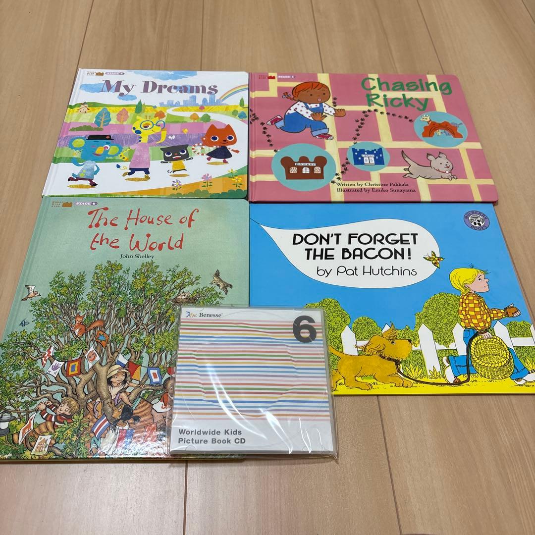 ほぼ未使用】ワールドワイドキッズ 英語絵本 22冊、読み聞かせCD6枚 wwk