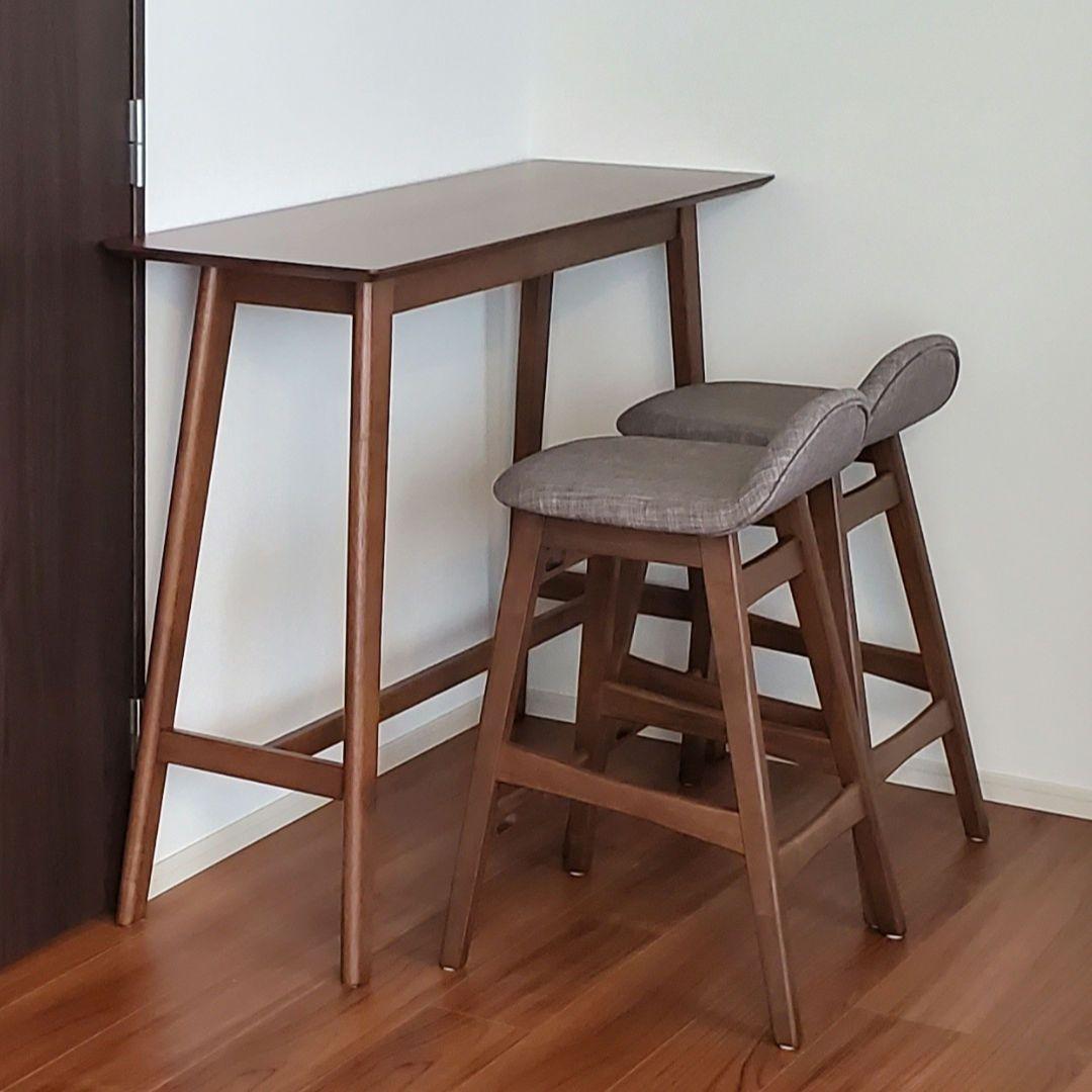 ニトリ天然木カウンターテーブル 120cm 椅子２脚セット(フィルン) ニトリ カウンターテーブル＋チェア1脚 フィルン ニトリ カウンター