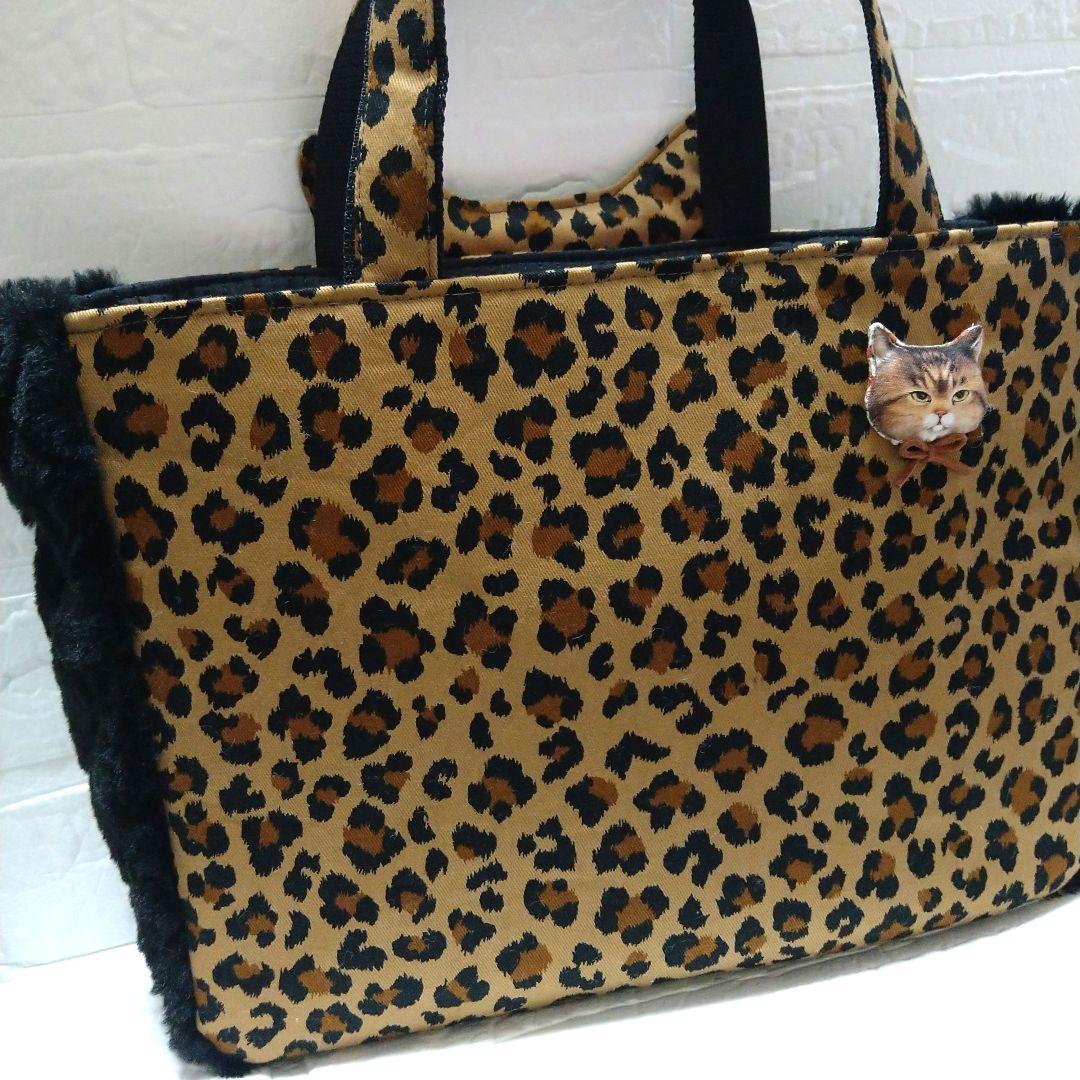 ゆ*ら様 コヤンイサムチョン☆横長トートバッグ ヒョウ柄&ボアキルト