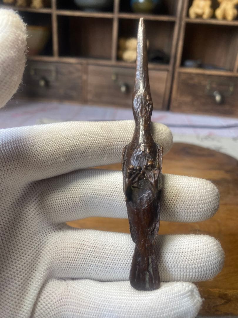 古美術 キツツキ 啄木鳥 文鎮 書道具 文房具 置物 アンティーク 茶道具