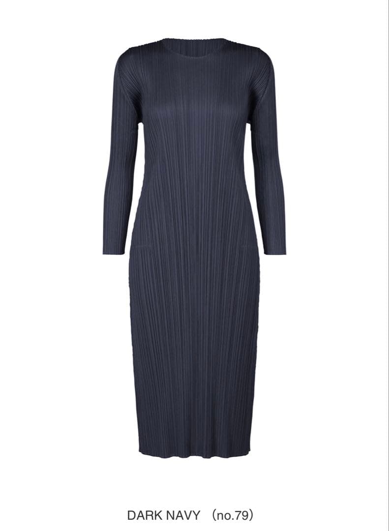 プリーツプリーズ イッセイミヤケ ロングワンピース ダークネイビー