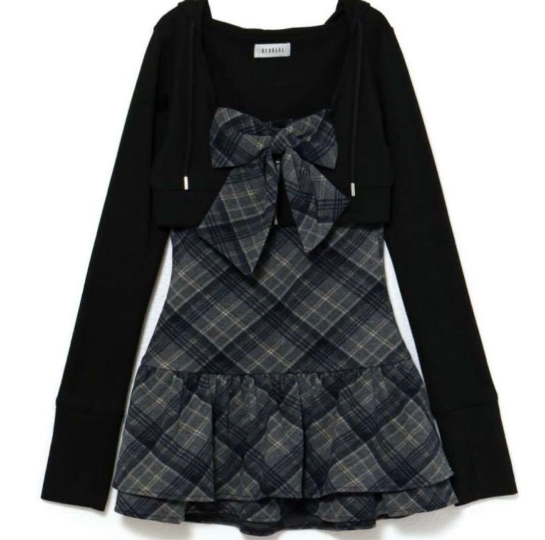 bubbles チェックパーカーワンピース ブラック BUBBLES】チェックパーカーワンピース | sparkling mall online store