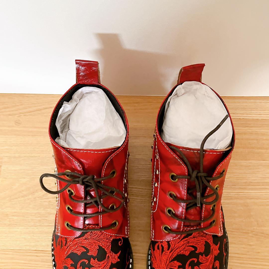 Rui Landedメンズ アンクルブーツ メタルトゥ 刺繍付き 26.5cm