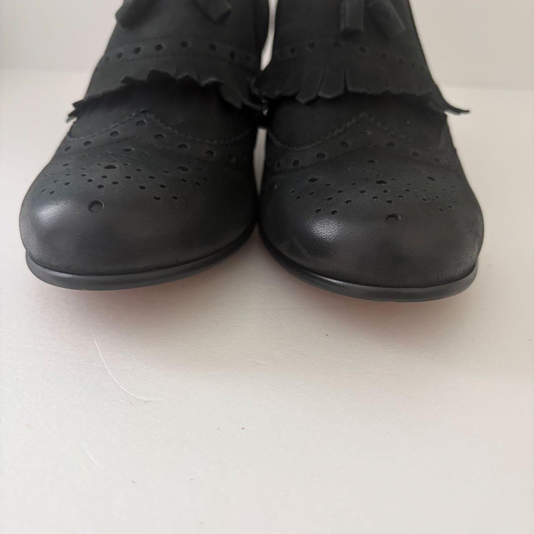 REGAL リーガル タッセル フリンジ ローファー 太ヒール 24.5cm 黒