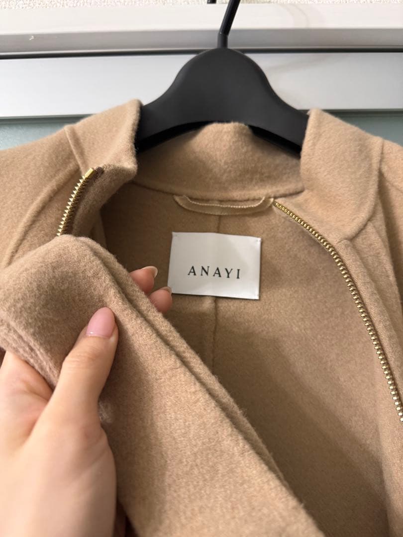 専用 ANAYI シャルムビーバーミドルケープコート 36 キャメル