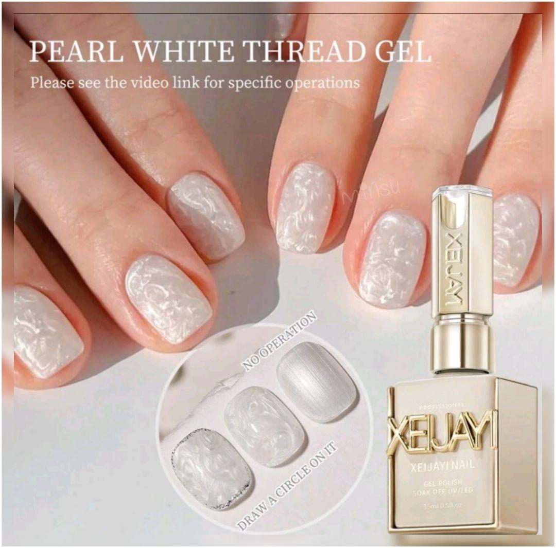 ホワイト パールスレッドカラージェル ミルキー 上品ジェルネイル