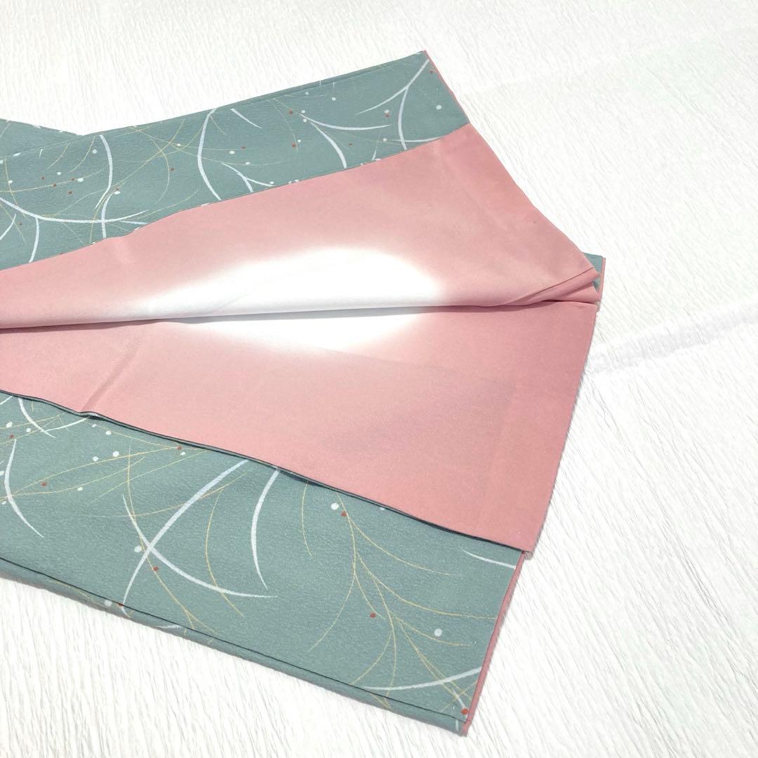 美品✨】東レシルック 洗える着物 小紋 緑みのグレー 葉と実 袷 F1