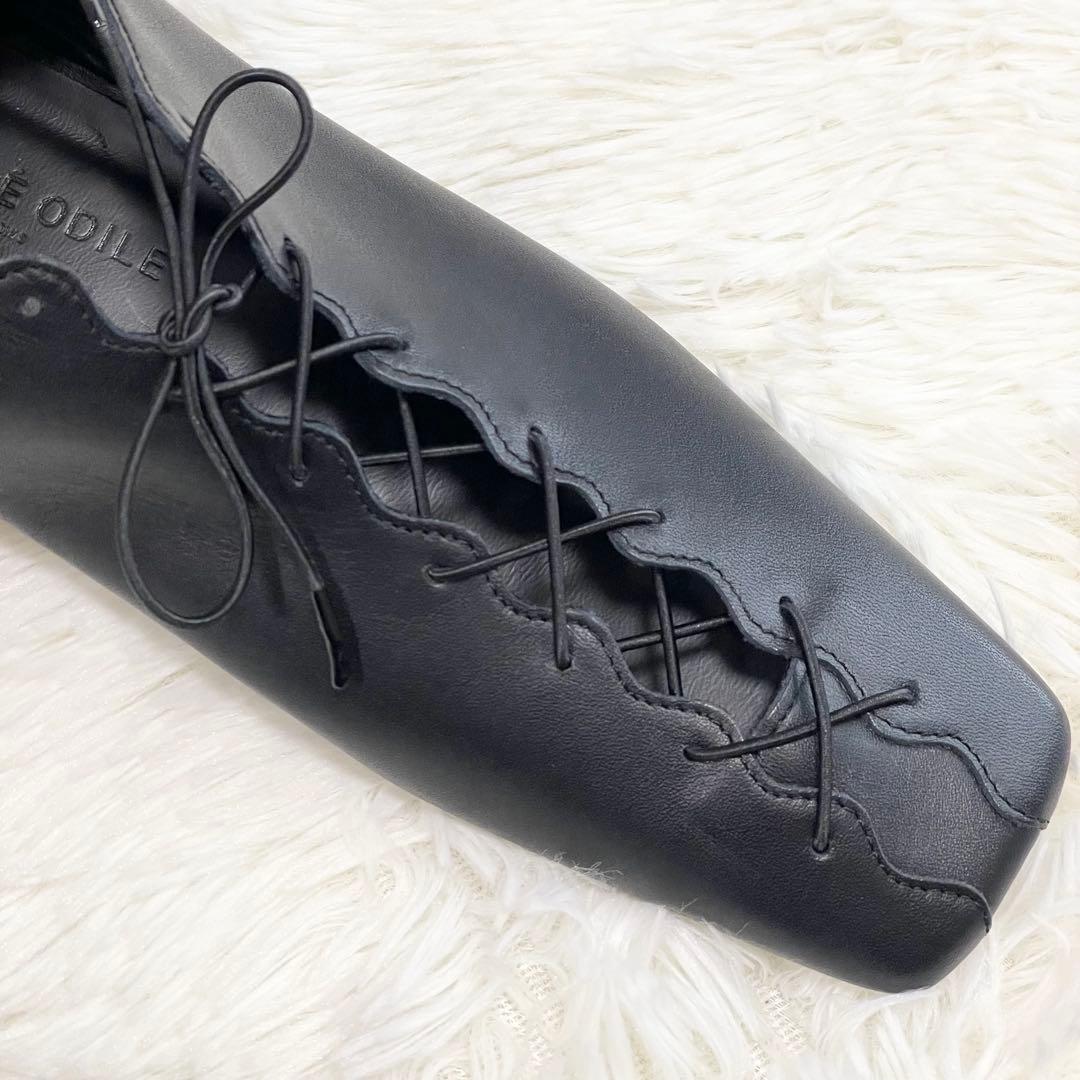 未使用品】Odette e Odile ウェーブカットレースアップ フラット