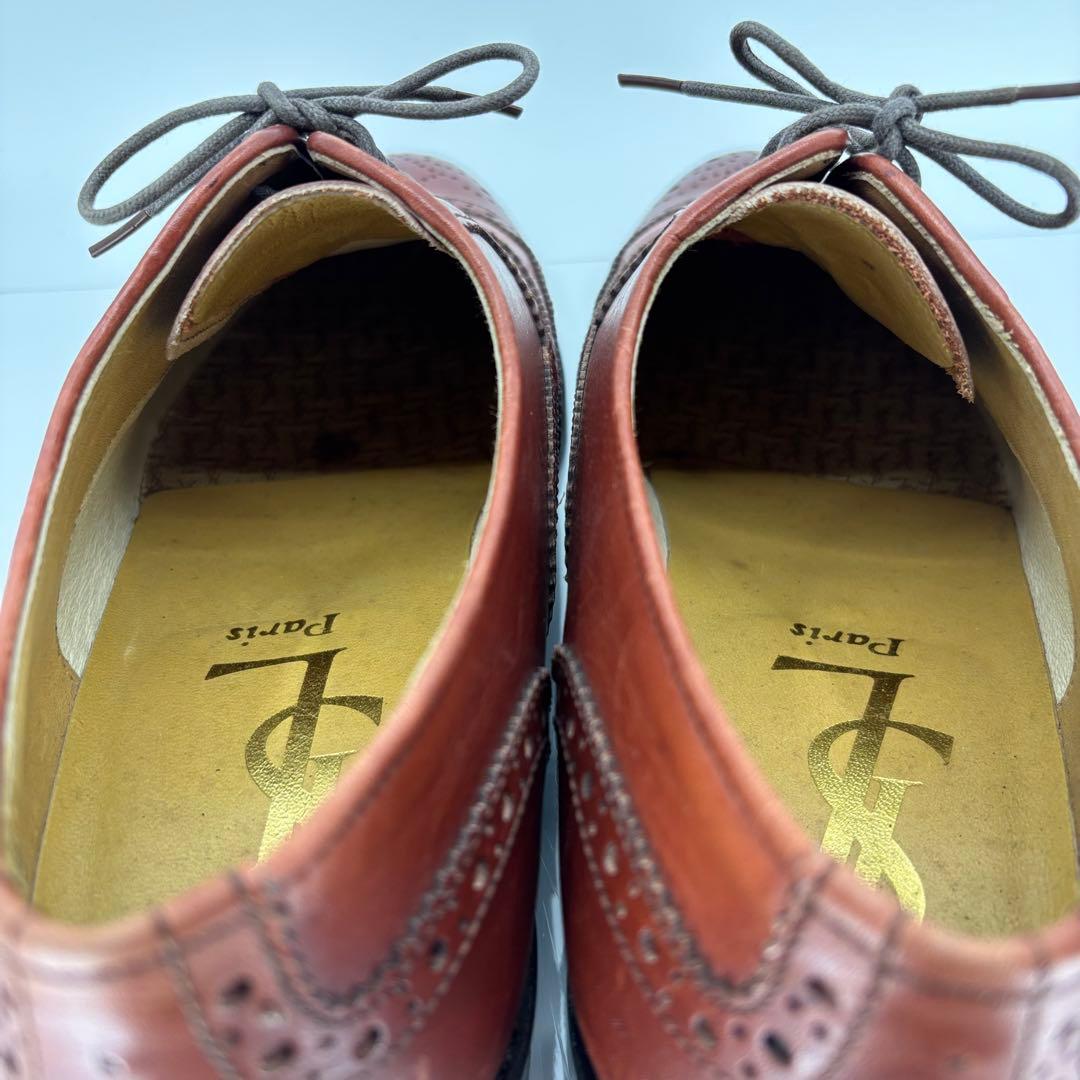 イヴサンローラン ウイングチップ メダリオン 25.5cm 革靴 ブラウン 本革