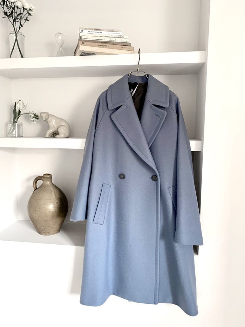 hevo ✴︎ブルー ダブルブレストコート✴︎ベルト付き HEVO イーヴォ ダブルブレストコート/ベルテッドコート/BRINDISI