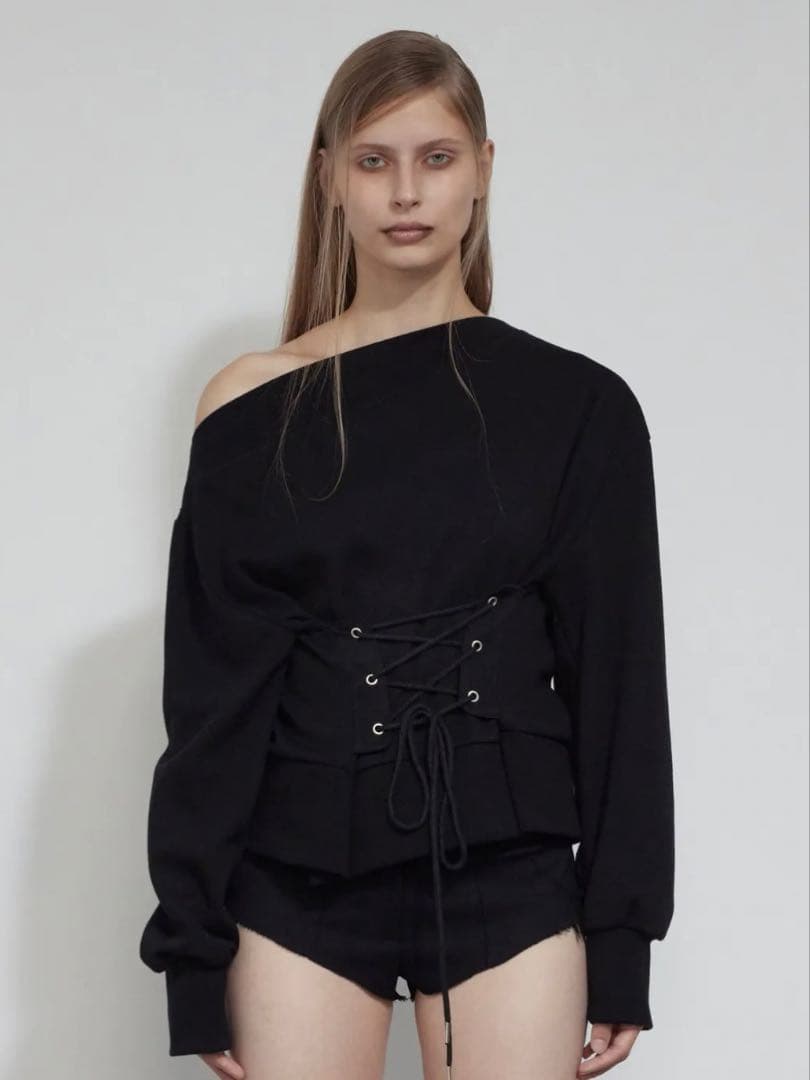 BOHEMIANSEOUL CORSET SWEATSHIRT BLACK - トップス販売 中