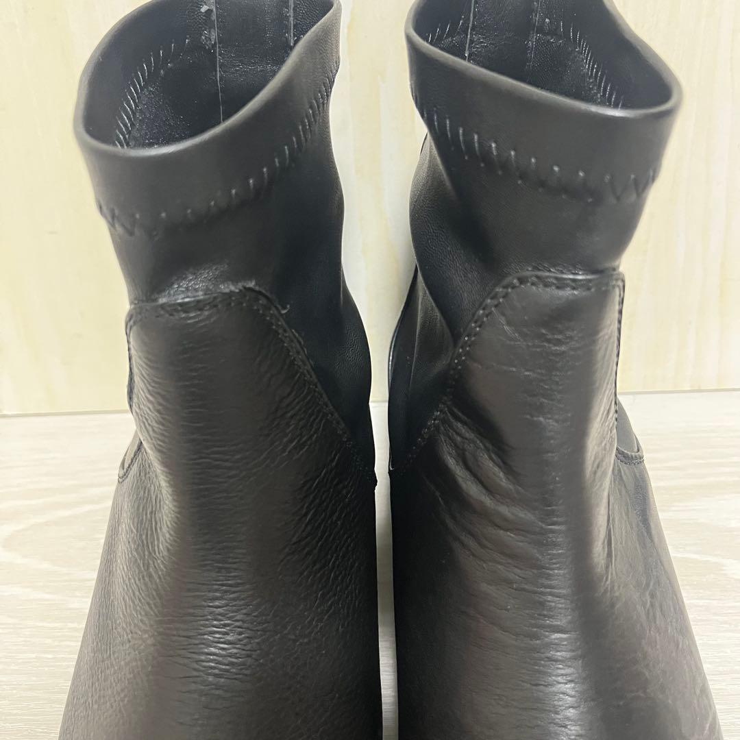 本革　FabioRusconi 24.5cm ストレッチショートブーツ ブラック