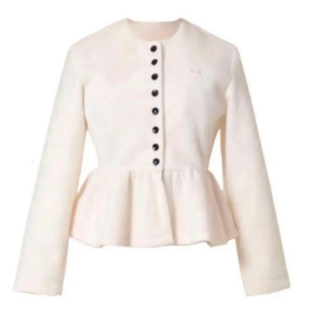 Bibiy ペプラムカーディガン ホワイト - メルカリ