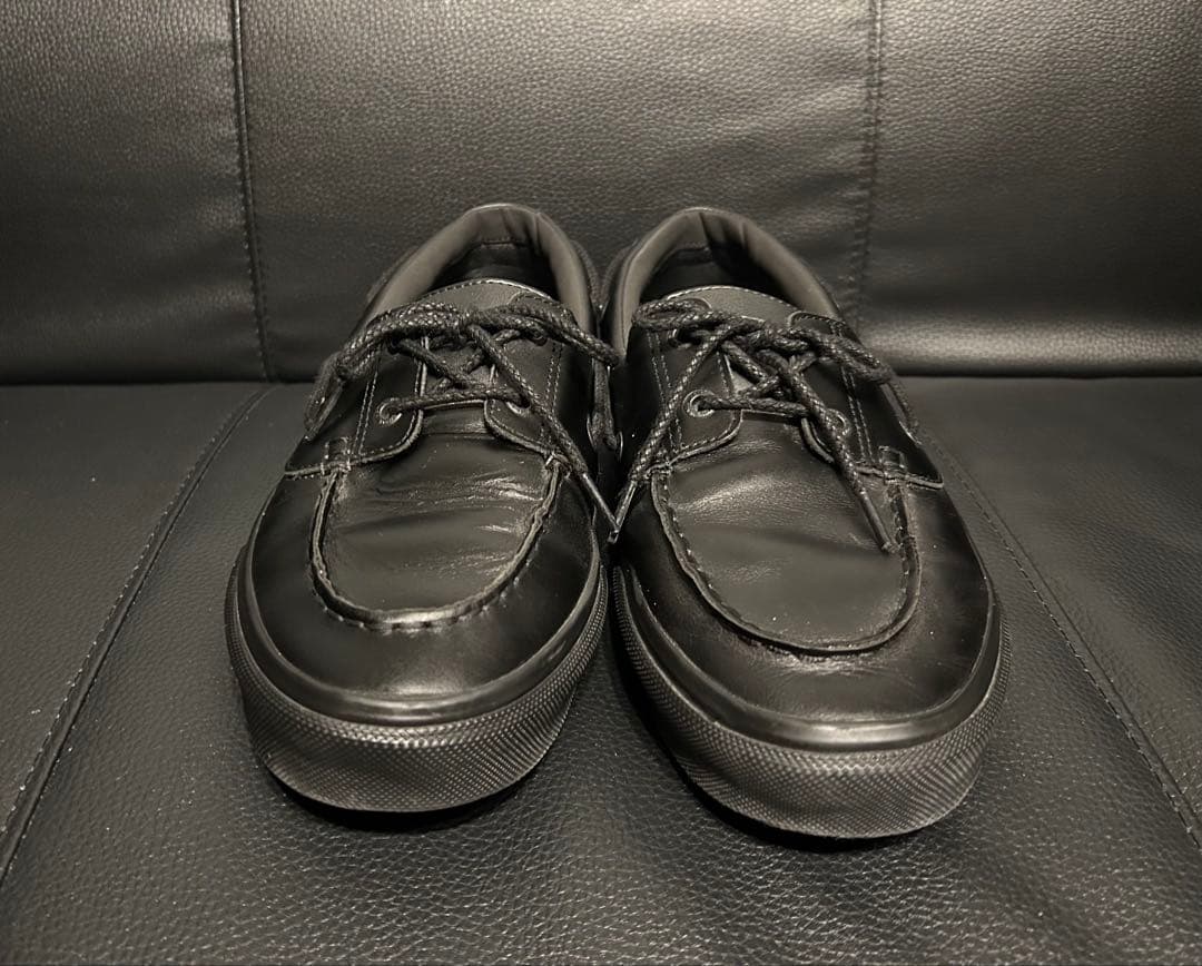 【美品】VANS 2アイレット 26.5cm 黒 本革 モカシン デッキシューズ