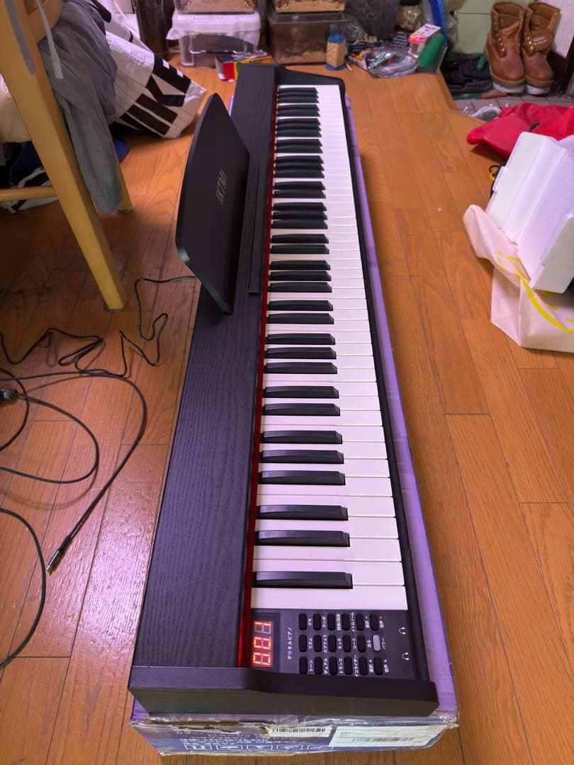 88鍵盤電子ピアノブラック木目調譜面台付き