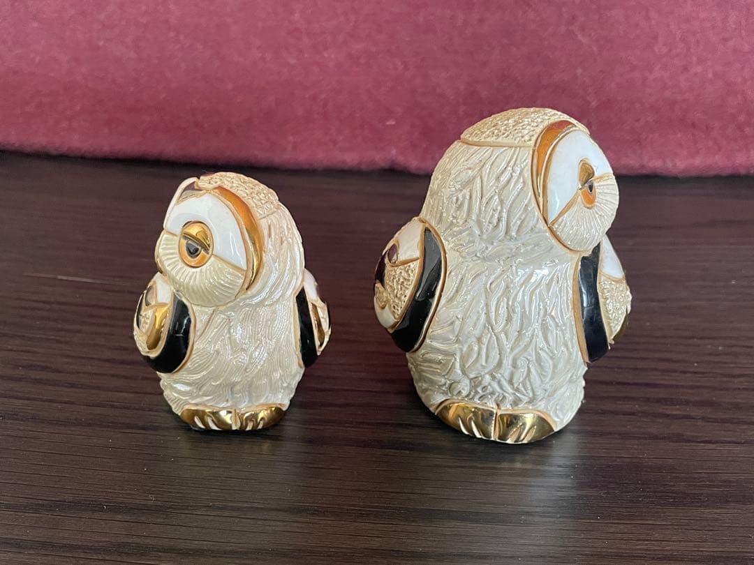 De Rosa デ・ローザ 高級 陶器 フィギュリン 置物 フクロウ セット