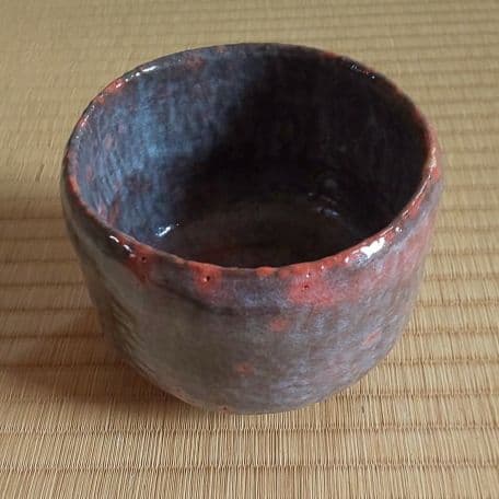 A 127 赤楽窯変茶碗 ・ 佐々木輝男造（共箱付き）