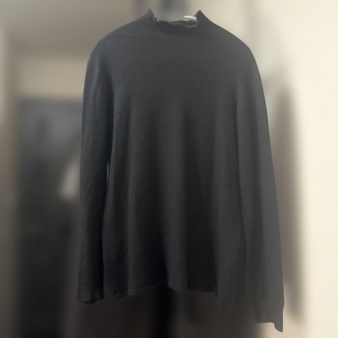 リックオウエンス　黒 ハイネック 長袖ニット Rick Owens 定番ハイネックニット OVERSIZED TURTLE(リック オウエンス