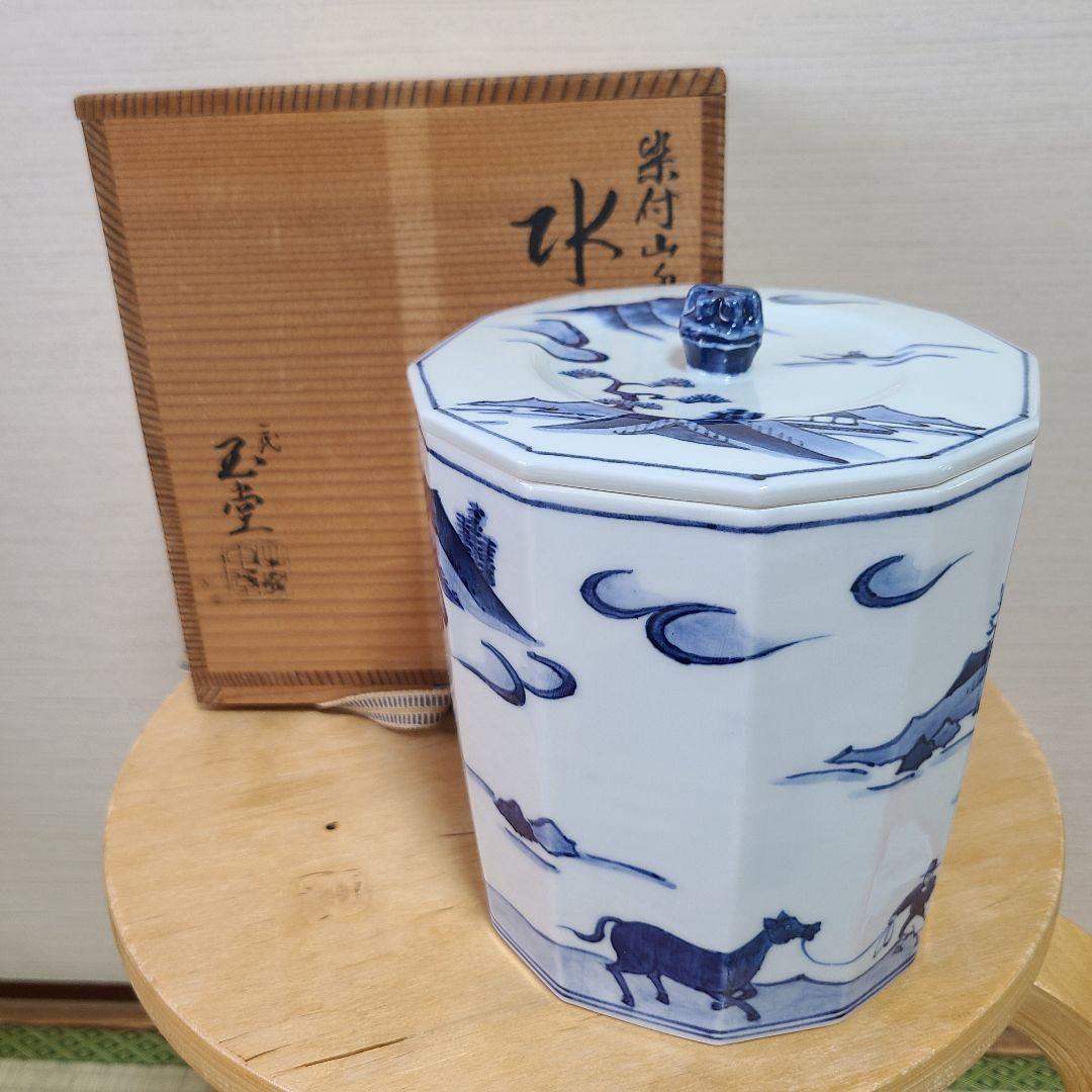 茶道具　二代　手塚玉堂　水指 染付山水十二角水指 二代手塚玉堂 - 茶道具きよ川［茶器・茶道具