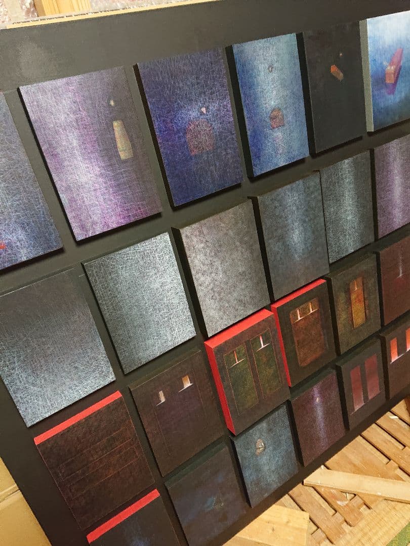 日本画家堤進の平面ポップアート 作品 。ミクストメディア。蝶と棺