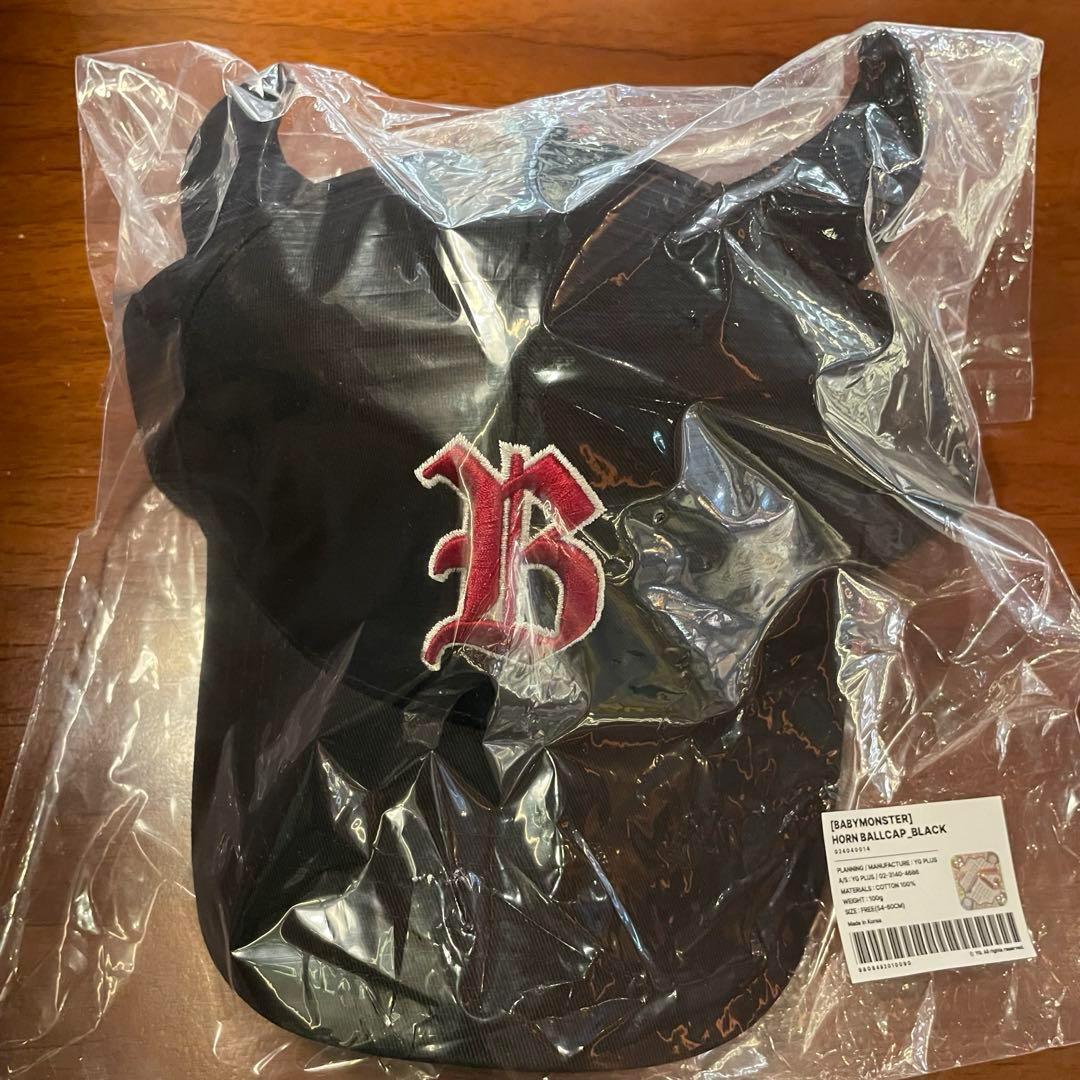BABYMONSTER ポップアップ ホルンベースボールキャップ ブラック 黒