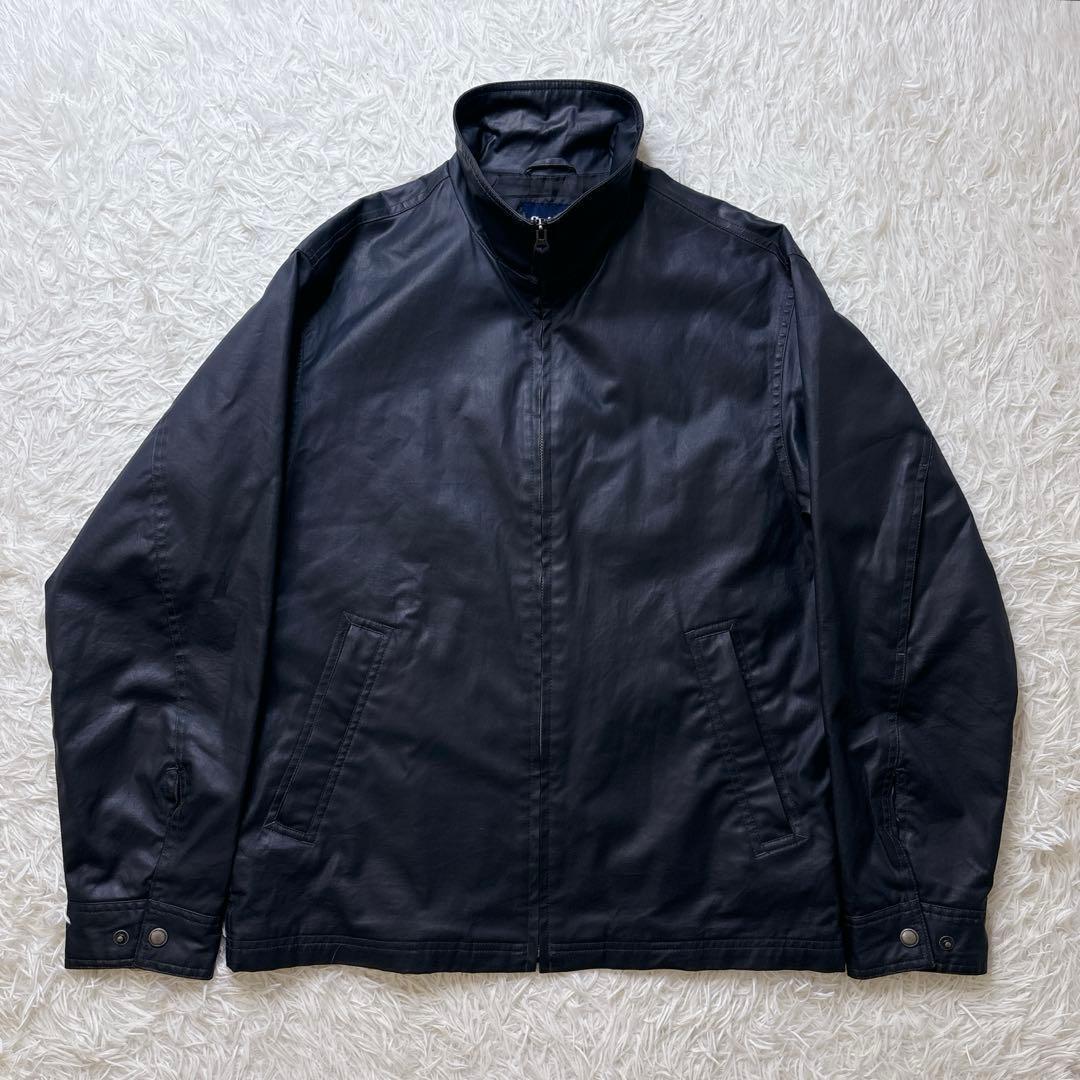 OLD GAP 00s フェイクレザー ブルゾン 黒 コーティングコットン PU
