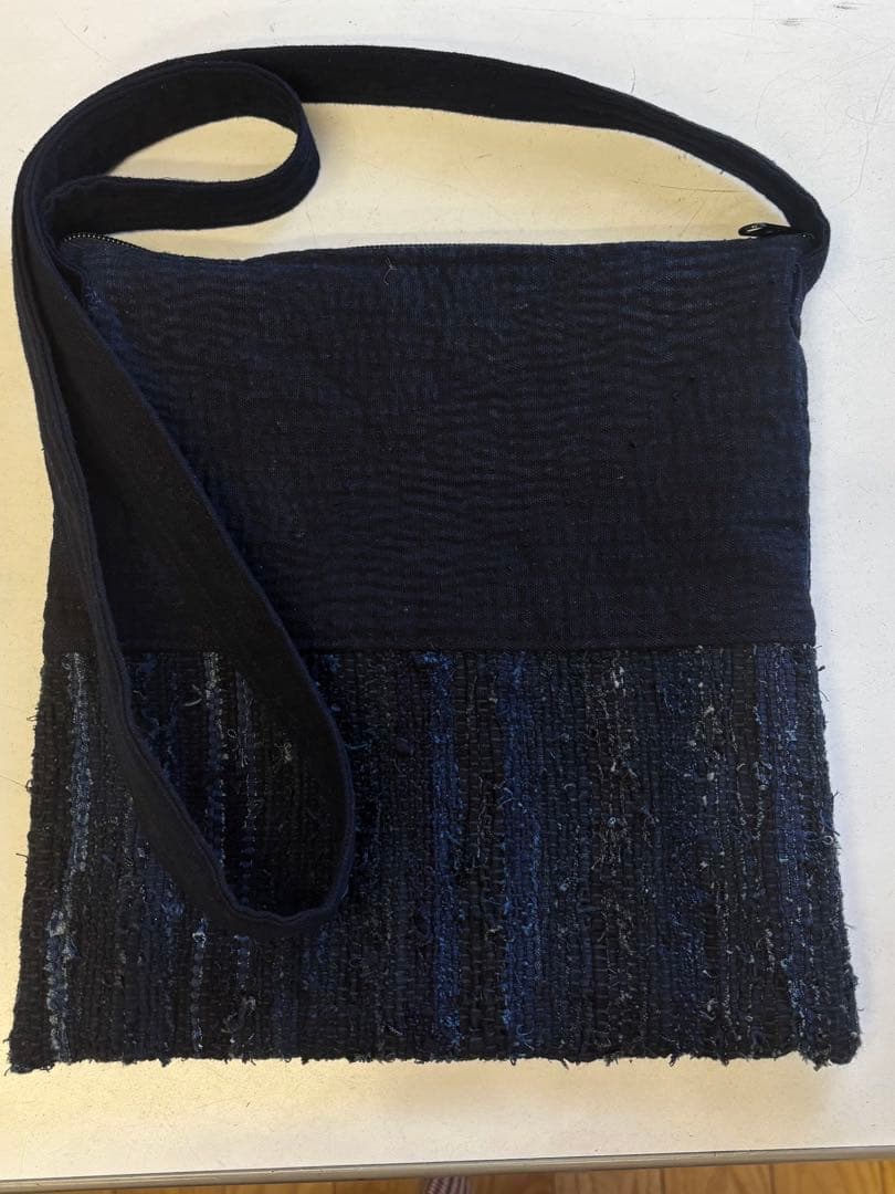 古布 藍染 庄内刺し子と裂織りのショルダーバッグ 絣 リメイク
