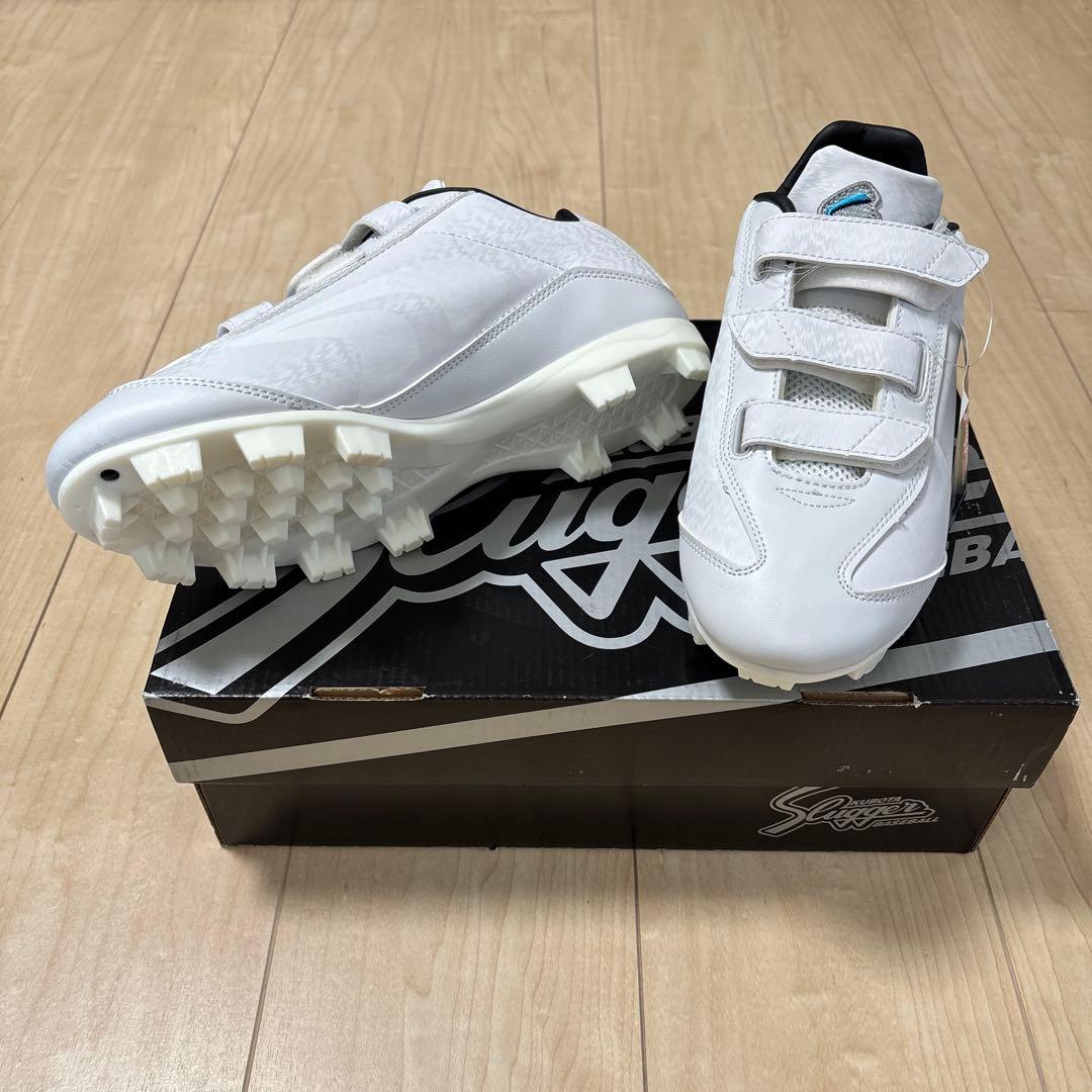 ポイントスパイク　ホワイト ベルクロ式　25.5cm