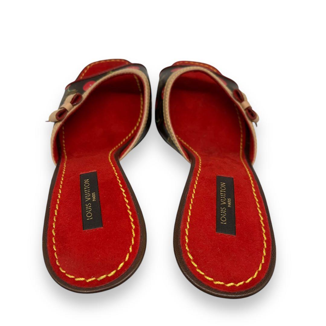未使用級□ルイヴィトン 村上隆 ミュールサンダル さくらんぼ